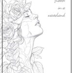 she's a flower in a wasteland written on a white background image with a side profile of a woman with flowers in her hair