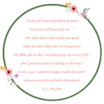 quote/poem within a green circle with flowers on it